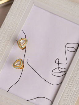 Ruby Raang Studio - Golden Kundan Studs Earrings