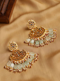 Ruby Raang Studio - Womens Green Kundan Earrings