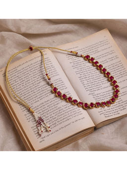 Ruby Raang Studio - Maroon Kundan Necklace