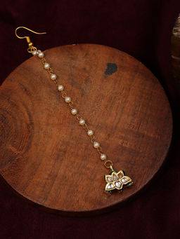 Ruby Raang Studio - Ruby Raang Womens White Kundan Maang Tikka