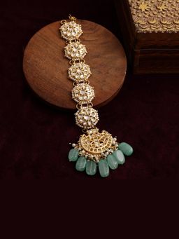 Ruby Raang Studio - Ruby Raang Womens Green Kundan Maang Tikka