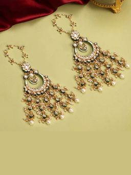 Ruby Raang Studio - Ruby Raang Kundan Earrings with Ear Chains