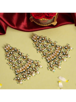 Ruby Raang Studio - Ruby Raang Kundan Chandelier Earrings with Ear Chains