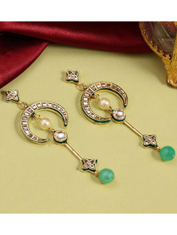 Ruby Raang Studio - Ruby Raang Long Half Moon Kundan Earrings