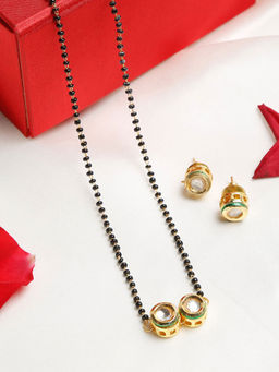 Ruby Raang Studio - Ruby Raang Womens Kundan Mangalsutra with Studs Earrings