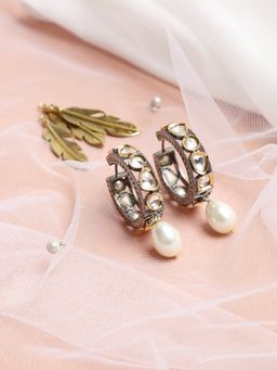 Ruby Raang Studio - Ruby Raang Womens Kundan Pearl Loops