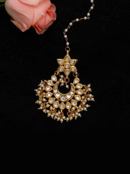 Ruby Raang Studio - Ruby Raang Womens Kundan Golden Maang Tikka
