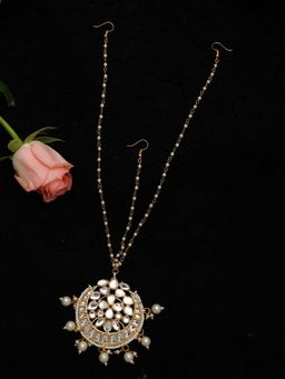 Ruby Raang Studio - Ruby Raang Womens Kundan White Maang Tikka