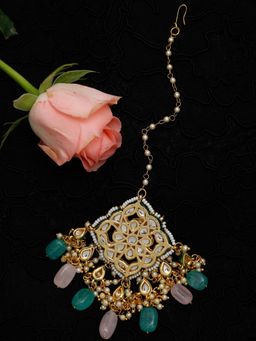 Ruby Raang Studio - Ruby Raang Green Womens Kundan Maang Tikka