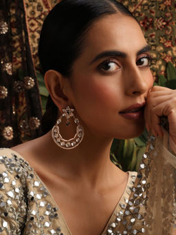 SWABHIMANN - Antra Green Polki Chandbali Earrings
