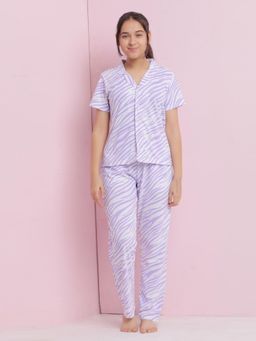 Lil Tomatoes - Lilac Girls Printed Cotton Night Suit (Set of 2)