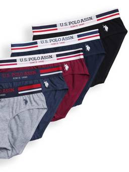 U.S. POLO ASSN. - Multi-Color Solid Plain Casual Cotton Briefs (Pack of 5)