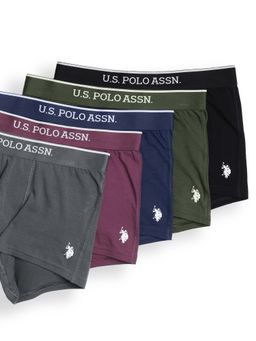 U.S. POLO ASSN. - Multi-Color Solid Plain Casual Cotton Elastane Trunks (Pack of 5)