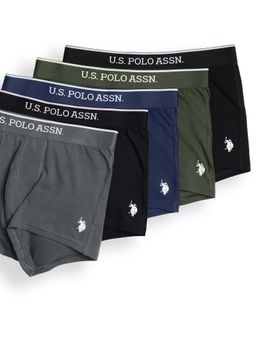 U.S. POLO ASSN. - Multi-Color Solid Plain Casual Cotton Elastane Trunks (Pack of 5)