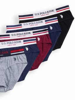U.S. POLO ASSN. - Multi-Color Solid Plain Casual Cotton Briefs (Pack of 5)