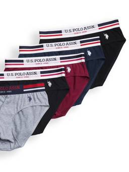 U.S. POLO ASSN. - Multi-Color Solid Plain Casual Cotton Briefs (Pack of 5)
