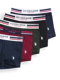 U.S. POLO ASSN. - Multi-Color Solid Plain Casual Cotton Elastane Trunks (Pack of 5)