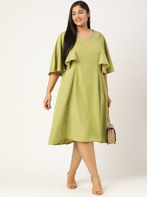 strapless open back dress Green Reverie Olive Floral Plus Size A-Line Dress main image 0