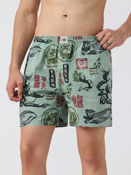 The Souled Store - Green Printed Regular Fit Shorts