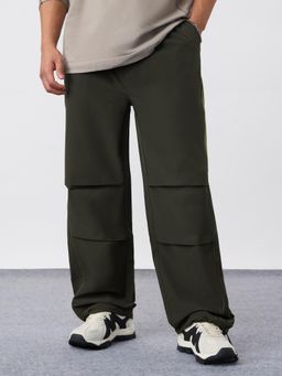 The Souled Store - Olive Solid Loose Fit Trouser