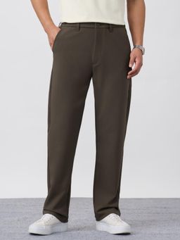 The Souled Store - Brown Solid Straight Fit Trouser