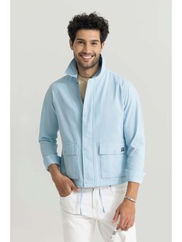 Snitch - Light Blue Printed Full Sleeves Relaxed Casual Oversize Shirt for Men