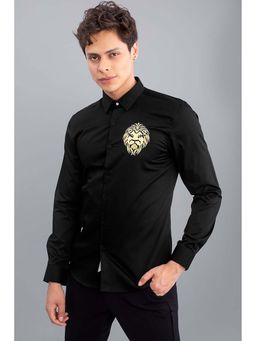 Snitch - Black Embroidery Full Sleeves Slim Casual Shirt for Men