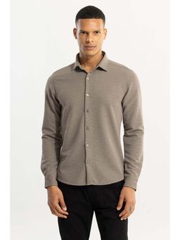Snitch - Grey Self-Design Full Sleeves Slim Casual Shirt for Men