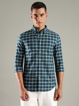 Tommy Hilfiger - Teal Checks Slim Fit Oxford Shirt