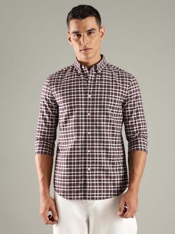 Tommy Hilfiger - Maroon Checks Slim Fit Oxford Shirt