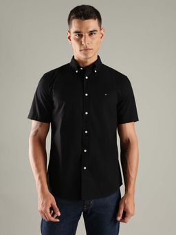 Tommy Hilfiger - Black Solid Regular Fit Poplin Shirt