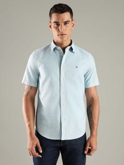 Tommy Hilfiger - Blue Solid Regular Fit Oxford Shirt