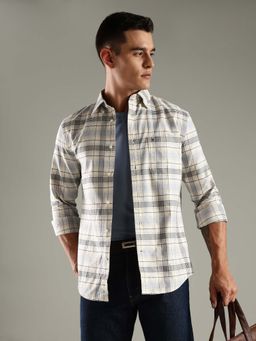 Tommy Hilfiger - Off White Checks Regular Fit Oxford Shirt