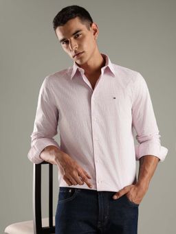 Tommy Hilfiger - Pink Printed Regular Fit Poplin Shirt