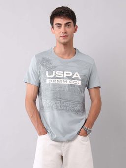 U.S. Polo Assn. Denim Co. - Grey Men's Pure Cotton Brand Printed T-Shirt