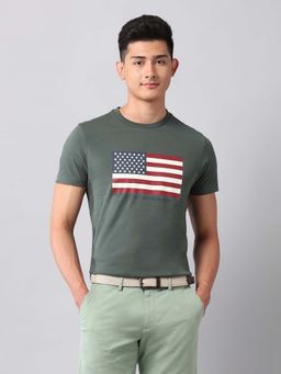 U.S. Polo Assn. Denim Co. - Green Men's Graphic Printed Pure Cotton T-Shirt