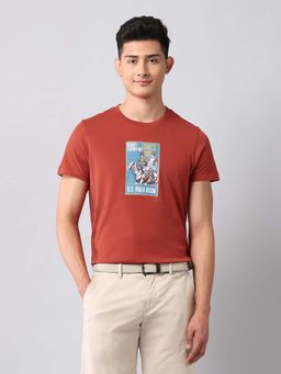 U.S. Polo Assn. Denim Co. - Red Men's Graphic Printed Muscle Fit T-Shirt