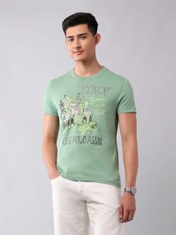 U.S. Polo Assn. Denim Co. - Green Men's Muscle Fit Graphic Printed T-Shirt