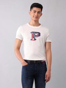 U.S. Polo Assn. Denim Co. - Off White Men's Muscle Fit Brand Printed T-Shirt