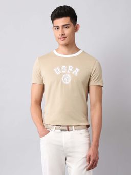 U.S. Polo Assn. Denim Co. - Beige Men's Muscle Fit Brand Printed T-Shirt