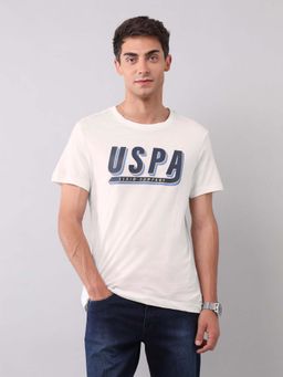 U.S. Polo Assn. Denim Co. - Off White Men's Muscle Fit Brand Printed T-Shirt
