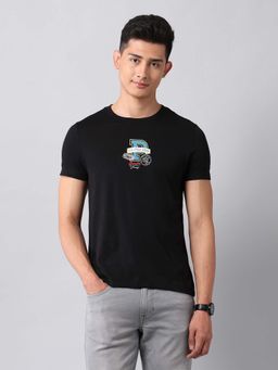 U.S. Polo Assn. Denim Co. - Black Men's Graphic Printed Pure Cotton T-Shirt