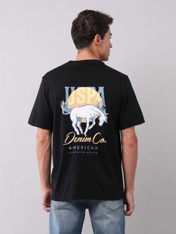 U.S. Polo Assn. Denim Co. - Black Men's Brand Printed Muscle Fit T-Shirt