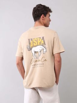U.S. Polo Assn. Denim Co. - Beige Men's Brand Printed Muscle Fit T-Shirt