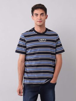 U.S. Polo Assn. Denim Co. - Blue Men's Horizontal Striped Pure Cotton T-Shirt