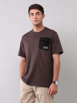 U.S. Polo Assn. Denim Co. - Brown Men's Pure Cotton Muscle Fit T-Shirt