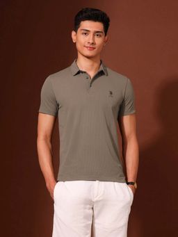 U.S. POLO ASSN. - Brown Men's Textured Slim Fit Polo T-Shirt