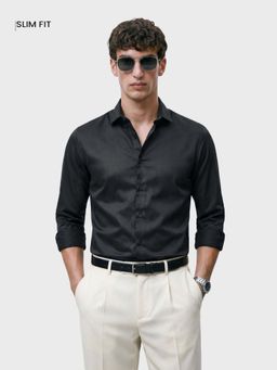 The Indian Garage Co - Men Black Viscose Slim Fit Shirt
