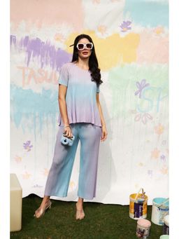 TASUVURE - Blue Shirley Sleek Ombre Pleated Co-Ord (Set of 2)