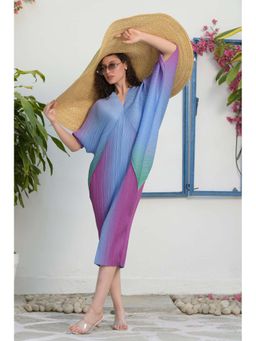 TASUVURE - Purple Kimono Kitsch Gradient Midi Dress